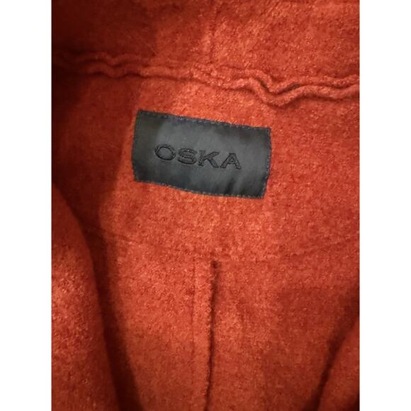 OSKA Boiled Wool Jacket Cardigan SIZE 1 / Small Orange 100% Wool Two Button - Picture 3 of 10